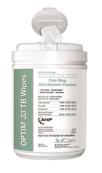 SciCan Optim 33TB Disinfectant Cleaner Wipes, 6" x 7", 160/Canister, OPT33-W12 thumbnail 12