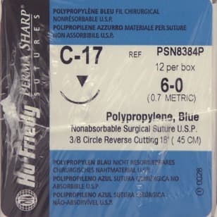 Hu-Friedy Perma Sharp Suture, Polypropylene, Non-Absorbable, 6-0, 18", C-17 Reverse Cutting Needle, Blue, 12/Box, PSN8384P thumbnail 11