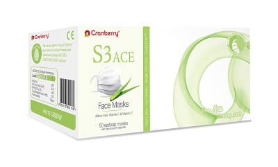 Cranberry S3 ACE Level 3 Earloop Face Mask, White, 50/Box, S3080W thumbnail 9