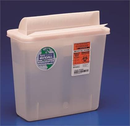 Cardinal Health In-Room Sharps Container, 5 Quart, Red, Always-Open Lid, 20/Case - -In-Room Sharps 5qt Red w/Always-Open Lid - Image 1