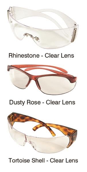 Hager Jewels Women's Series Protective Eyewear, Anti-Scratch, Rhinestone, Clear Lens, Clear Frosted Frame, Small, 355713 thumbnail 4