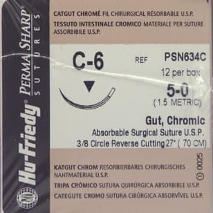 Hu-Friedy Perma Sharp Chromic Gut Suture, 5-0, 27", C-6 Reverse Cutting 3/8 Circle Needle, 12/Box, PSN634C thumbnail 11
