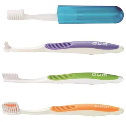 GUM Sunstar Travel Toothbrush, Regular, Dome Trim, Antibacterial Bristles, Snap-Lock Cap, 12/Bx, 153PQA thumbnail 9