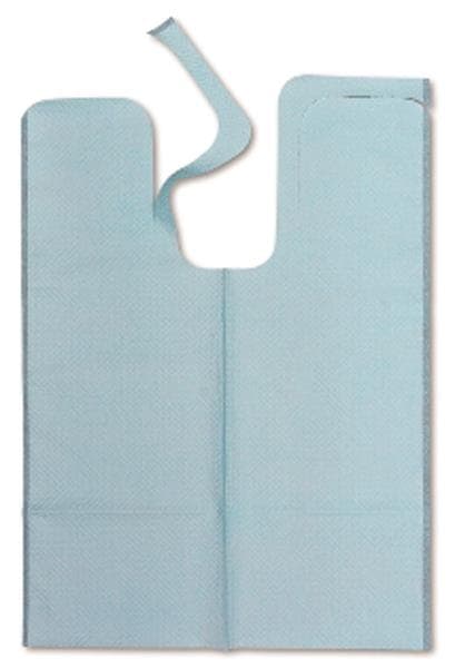 TIDI Everyday Polytowels Blue Tie-On Bib, 18" x 25", 1-Ply Tissue/Poly, 250 per Case thumbnail 2