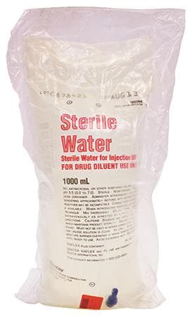 Baxter Sterile Water for Injection, 1000 mL VIAFLEX Bag, 14/Case - STERILE WATER INJECTION BG 1000ML - Image 1