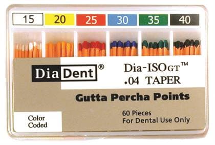 Diadent Dia-ISO GT Gutta Percha Points, .10 Taper, Size #20, Non-Marked, 60/Bx - -DIA-ISO GT .10 #20 Gutta Percha Non-Marked (60) - Image 1