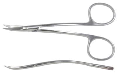Miltex LaGrange Surgical Scissors, 4-1/4", Curved, One Serrated Blade, Angled Shanks, Stainless Steel thumbnail 3