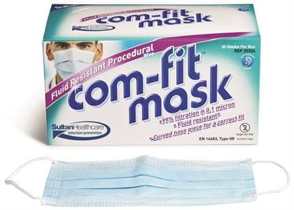 Sultan Com-Fit Earloop Fluid-Resistant Procedure Masks, Blue, 50/Box, ASTM Level 2, 20324 thumbnail 4
