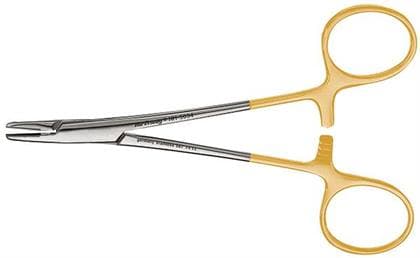 Hu-Friedy Hegar-Baumgartner Perma Sharp® Needle Holder, 14 cm/5.5", Tungsten Carbide Tips, Serrated, Gold-Plated Ring Handles, NH5034 thumbnail 6