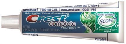 Crest Extra White Plus Scope Outlast Toothpaste, Mint, 0.85 oz Tube, 72/Pkg, 83904137/80862000 thumbnail 6