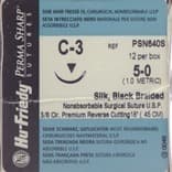 Hu-Friedy Perma Sharp Silk Suture, 5-0, Black Braided, 18", C-3 3/8 Circle Premium Reverse Cutting Needle, 12/Box, PSN640S thumbnail 4