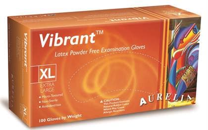 Aurelia Vibrant Chlorinated Examination Latex Gloves, Powder-Free, Micro-Textured, Extra Small, 100/Box, 98225 thumbnail 5