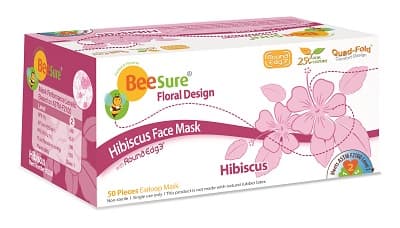BeeSure Floral Earloop Face Mask, ASTM Level 3, Hibiscus Pink, 50/Box, BE2300 thumbnail 11