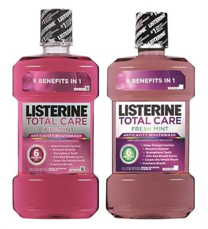 Listerine Total Care Anticavity Mouthwash, Fresh Mint, 3.2 oz (95 ml) Patient Bottles, 24/Case - Listerine Total Care Anticavity Mouthwash 3.2 oz. 24/Case - Image 1