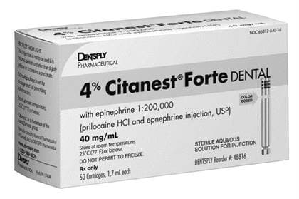 Citanest Forte 4% Prilocaine with Epinephrine 1:200,000 Dental Anesthetic Cartridges, 1.8 mL, 50/Box, 48816 thumbnail 11