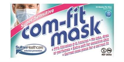 Sultan Com-Fit Super Sensitive Earloop Face Mask, White, ASTM Level 1, 50/Box, 20346 thumbnail 4