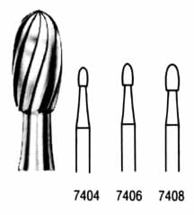 Miltex T&F Carbide Bur, Egg Shape, FG (Friction Grip), 12-Blade, #7404, Pack of 5 (DFG7404-5) thumbnail 3
