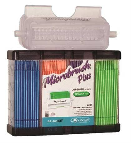 Microbrush Plus Micro-Applicators, Fine, Pink/Yellow, 400/Pk with Dispenser - Microbrush Plus Kit Fine Pink/Yellow w/Dispenser (400) - Image 1