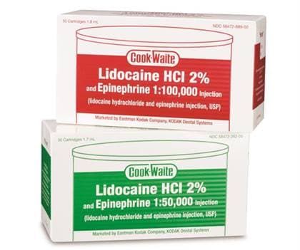Lidocaine HCl 2% with Epinephrine 1:50,000 Injection, 1.7 mL Cartridges, Pack of 50 thumbnail 2