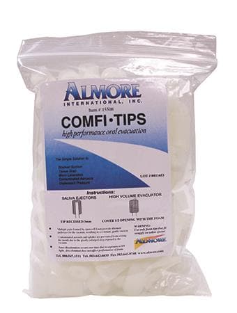 Hager Worldwide Comfi-Tip Foam Aspirator Tips, Standard Size, White, 100/Pkg, 15508 thumbnail 3