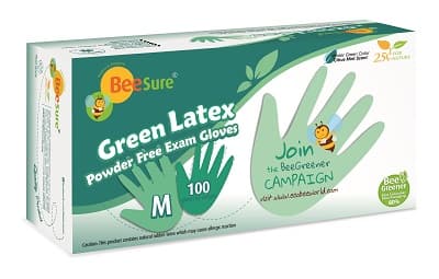 BeeSure Latex Examination Gloves, Small, Non-Sterile, Powder-Free, Micro-Textured, Citrus Mint Scented, Green, Beaded Cuff, 100/Box - BeeSure Latex Gloves: Small, Non-Sterile, Powder-Free, Micro-Textured, Citrus - Image 1