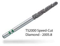 Two Striper TS2000 Diamond Bur, FG, Round-End Taper, #2005.8, Coarse, Green, 1.8 mm Major/1.3 mm Minor Diameter, 8.0 mm Length, 5/Pk, 2000058 thumbnail 7