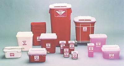Sharps-Tainer Needle Disposal Container, 1.7 Qt, Red, Tamper-Proof Locking Cap, One-Way Safety Insert, Tall Tray Size, 3.5"D x 3.5"W x 10"H, 20/Cs thumbnail 2