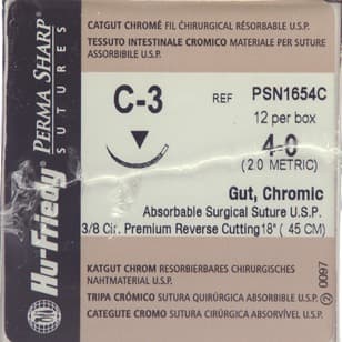 Hu-Friedy Perma Sharp Chromic Gut Suture, 4-0, 18", C-3 Premium Reverse Cutting Needle, 3/8 Circle, 13mm, 12/Box, PSN1654C thumbnail 11