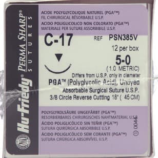 Hu-Friedy Perma Sharp Absorbable Suture, 5-0 PGA Undyed Braided, 18", C-17 3/8 Circle Reverse Cutting Needle, 12/Box, PSN385V thumbnail 6