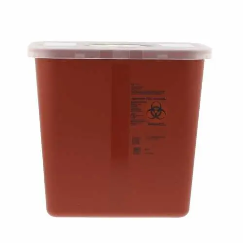 SharpSafety Multi-Purpose Sharps Container with Rotor Opening Lid, 2 Gallon, Red, 8970 thumbnail 2