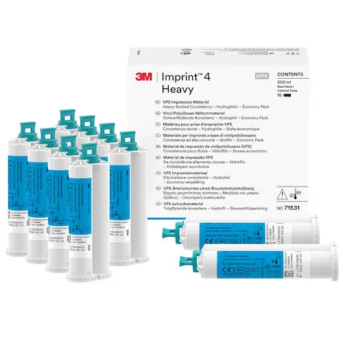 3M™ Imprint™ 4 VPS Heavy Body Impression Material, Economy Pack, 10 x 50 mL Cartridges, Sky Blue, Mint Flavor, 71531 thumbnail 4
