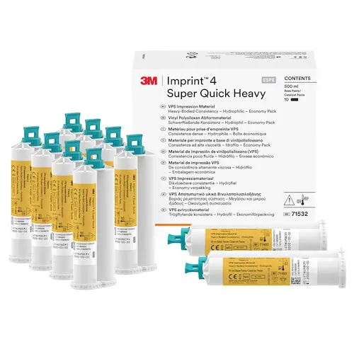 3M™ Imprint™ 4 Super Quick Heavy Body VPS Impression Material, 50 mL Cartridges, Economy Pack of 10, Yellow, 71532 thumbnail 4