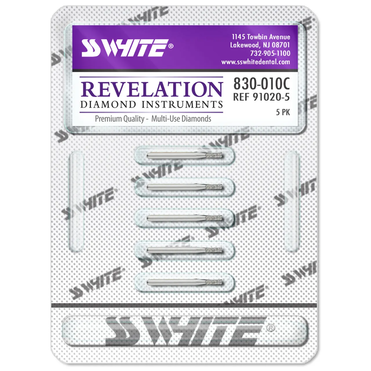 SS White Revelation Diamond Bur KS6-025SC, Friction Grip, Straight Chamfer, Super Coarse, 5/Pack, 91417-5 thumbnail 2