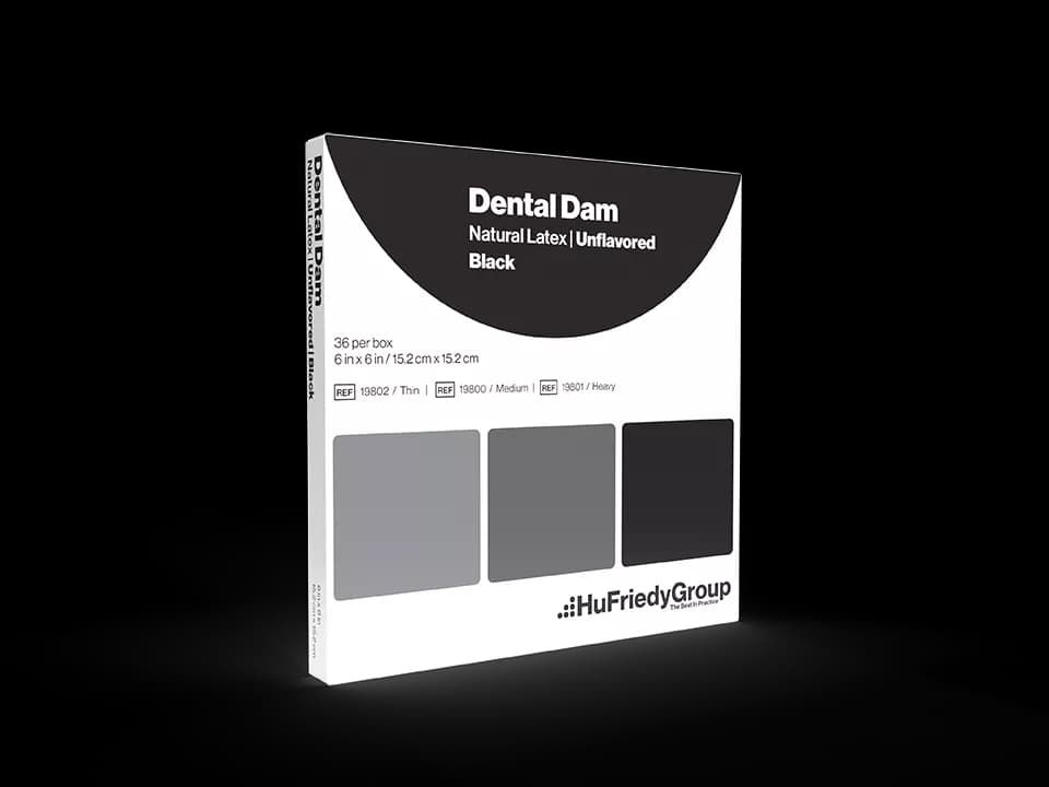 Hu-Friedy Latex Dental Dam, Thin, Black, 6" x 6", 36/Box, 19802 thumbnail 3