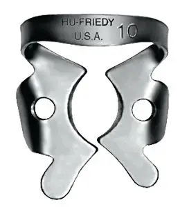 Hu-Friedy Satin Steel Rubber Dam Clamp #10, Winged, for Small Upper Left/Lower Right Molars, RDCM10 thumbnail 3