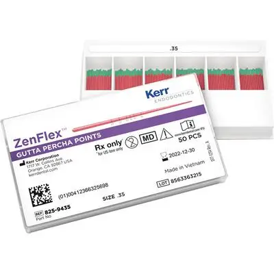 ZenFlex Gutta Percha Points, .06 Taper, Size #35 (0.35 Tip), Green, ISO Color-Coded, 50/Pack, 825-9635 thumbnail 3