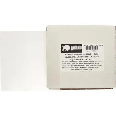 Buffalo Dental Coping & Temporary Crown and Bridge Material, .020" Thick, 5" x 5" Sheets, Cloudy Polypropylene, 50/Pkg, 31720 thumbnail 3