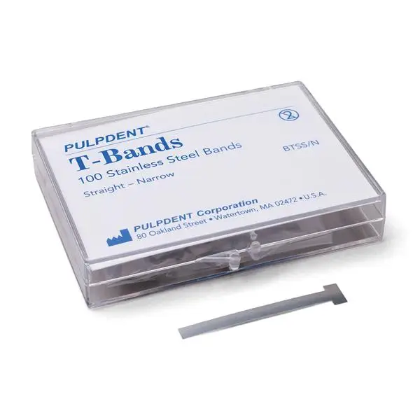 Pulpdent T-Bands, Brass, Straight, Narrow (5/32"/4mm), 100/Box, BTBS/N thumbnail 11