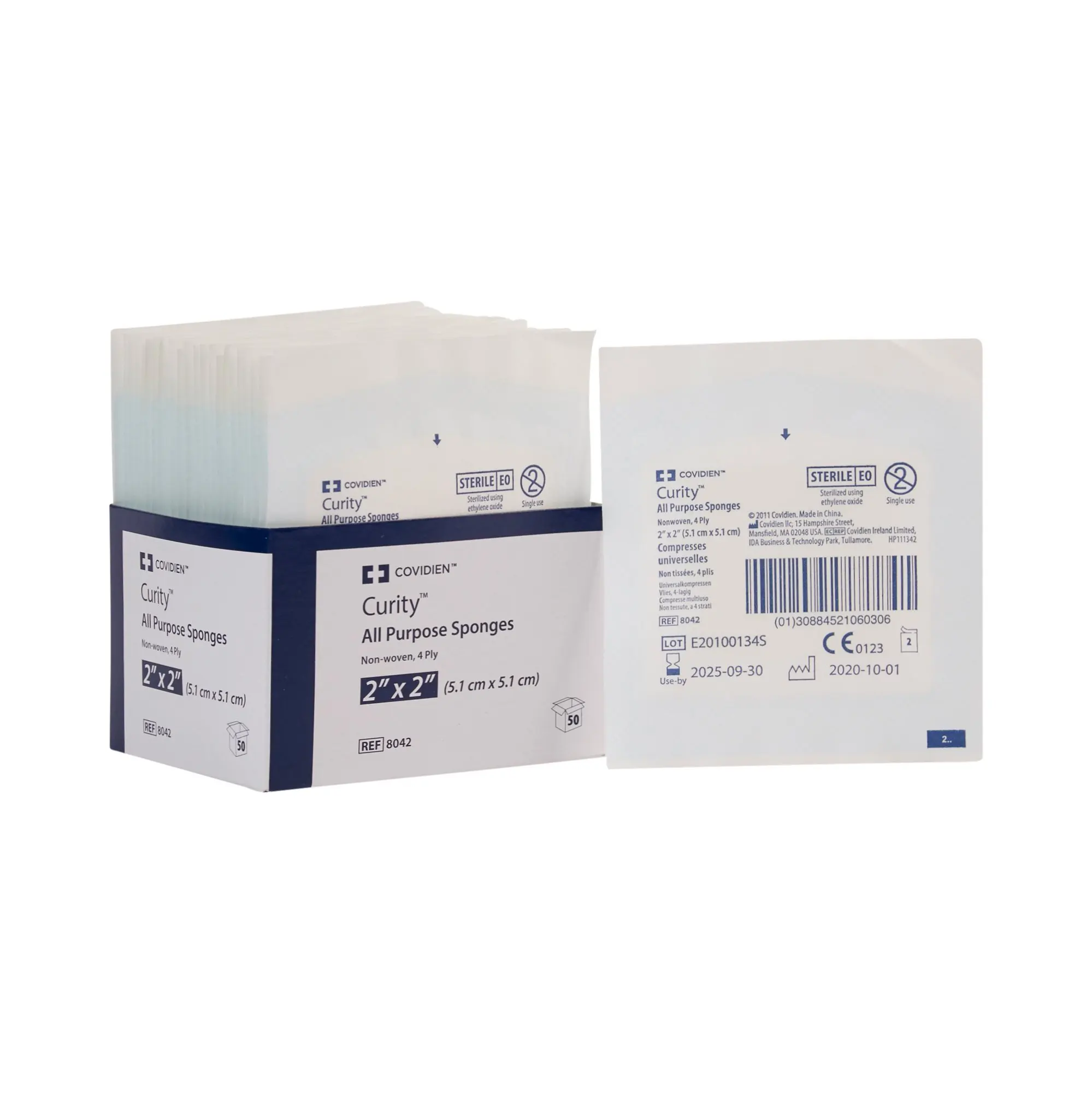 Curity Gauze Sponge, 4 Ply Sterile, 2" x 2", Non-Woven, Rayon/Polyester Blend, 8042 thumbnail 2