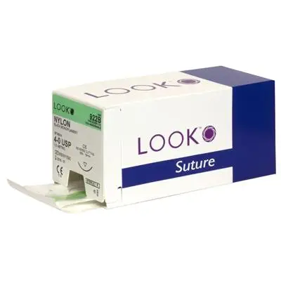 Look 1291B Nylon Black Monofilament Non-Absorbable Suture, 4-0, 18" (45cm), Precision Reverse Cutting C-3 Needle (3/8 Circle, 13mm), Box of 12 thumbnail 5