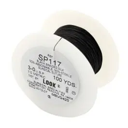 Look SP117 Silk Suture, Non-Sterile, Black Braided on Spools, 3-0, 100 yds, 1/Pk - Silk Suture, Non-Sterile, Black Braided on Spools, 100 yds, # 3-0, 1/Pk, SP117 - Image 1