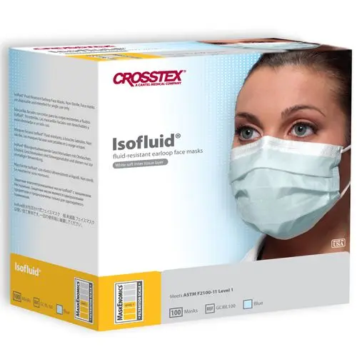 Crosstex Isofluid Earloop Face Masks, ASTM Level 1, Blue, 100/Box, GCIBL100 thumbnail 13