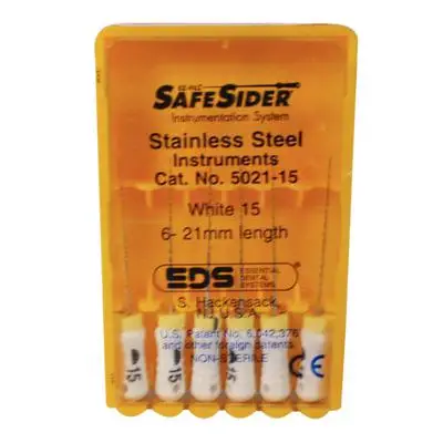 SafeSiders Endodontic Hand Reamers, #15, 21 mm, 0.02 Taper, White, Stainless Steel, 6/Pkg, 5021-15 thumbnail 9