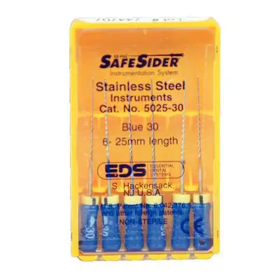 SafeSiders Endodontic Reamers, Stainless Steel, #30, 0.02 Taper, 25mm, Blue, 6/Pkg, 5025-30 thumbnail 9
