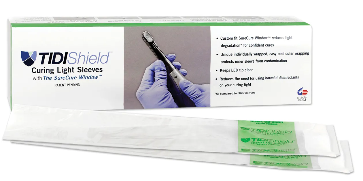 TIDIShield Curing Light Sleeve, Custom Fit for Ultradent Valo Corded, SureCure Window, Individually Wrapped, Latex-Free, 100/Box, 21114 thumbnail 2