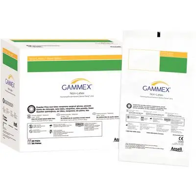 GAMMEX Non-Latex Neoprene Surgical Gloves, Powder-Free, Sterile, Size 6.5, Dark Green, 50 Pairs/Box, 8513 thumbnail 9