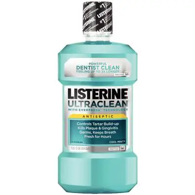 Listerine Ultraclean Antiseptic Mouthwash, Cool Mint, 1.5 L Bottle, 6/Case, 524226600 thumbnail 2