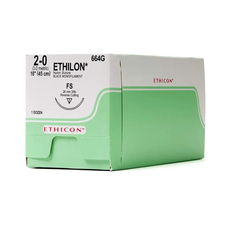 Ethilon® Nylon Monofilament Nonabsorbable Suture, 2-0, Black, FS Reverse Cutting 3/8 Circle Needle, 18", 12/Box, 664G thumbnail 4