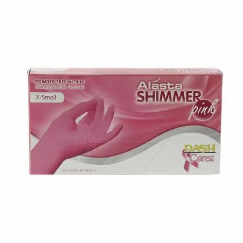 Alasta Shimmer Pink Nitrile Exam Gloves, Powder-Free, Non-Sterile, Extra Small, 100/Box, PNK100XS thumbnail 11