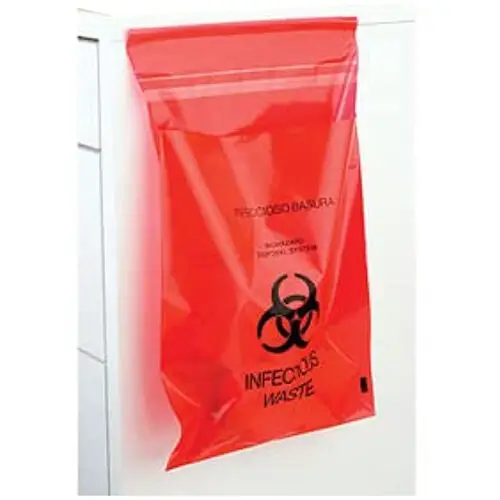 Plasdent Stick-On Red Bio Hazard Waste Bags, 9" x 10", 200/Box, PS-850 thumbnail 3